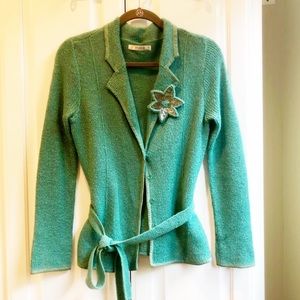 cardigan with suede trimming